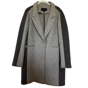 Ann Taylor Light and Dark Gray Two Tone Wool Blend Cocoon Coat